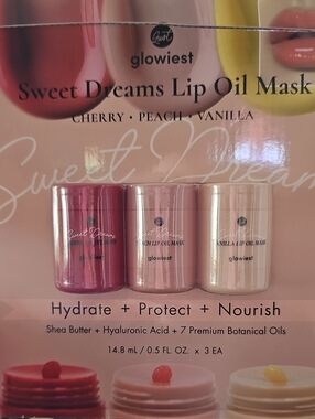 Glowiest Lip Oil Mask Trio — Pink, Peach & Cream